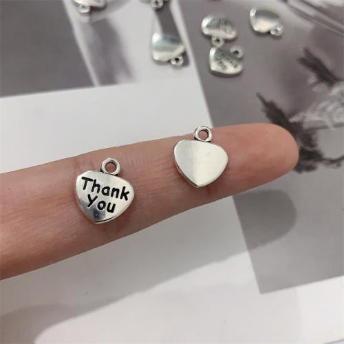 Zinc Alloy Heart Pendants antique silver color plated DIY Sold By Bag