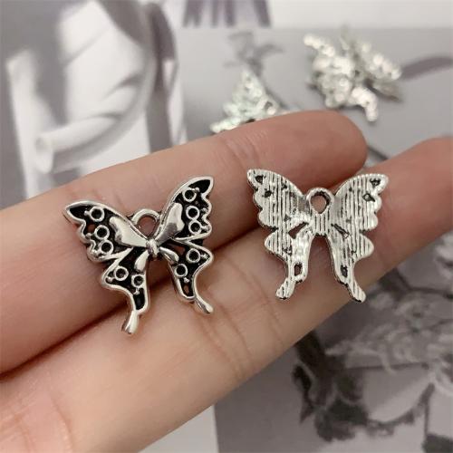 Zinc Alloy Animal Pendler, Butterfly, antik sølv farve forgyldt, du kan DIY, 20x18mm, 100pc'er/Bag, Solgt af Bag