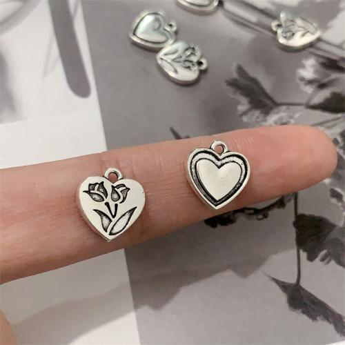 Zinc Alloy Heart Pendants antique silver color plated DIY Sold By Bag