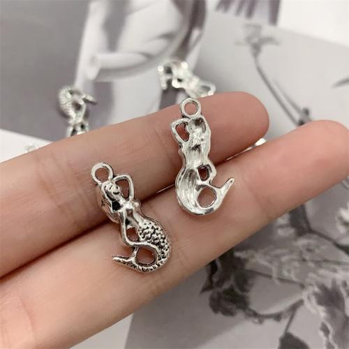 Zinc Alloy Pendants Mermaid antique silver color plated DIY Sold By Bag