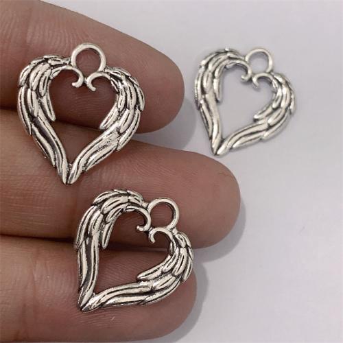 Colgantes de Aleación de Zinc en Forma de Corazón, chapado en color de plata antigua, Bricolaje, 17x19mm, 100PCs/Bolsa, Vendido por Bolsa