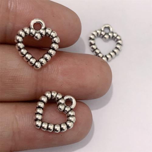 Colgantes de Aleación de Zinc en Forma de Corazón, chapado en color de plata antigua, Bricolaje, 12x14mm, 100PCs/Bolsa, Vendido por Bolsa