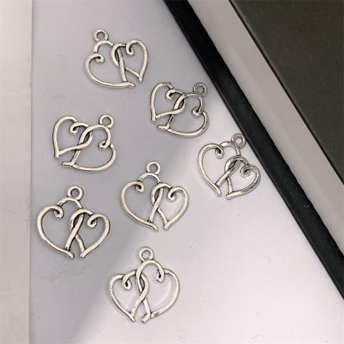 Zinc Alloy Heart Pendants antique silver color plated DIY Sold By Bag