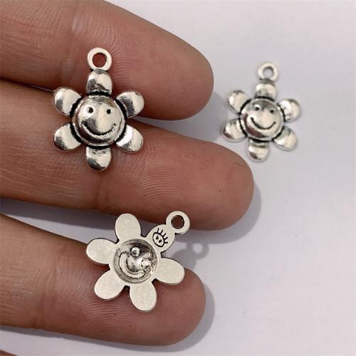 Sinkkiseos Flower riipukset, Kukka, antiikki hopea päällystetty, tee-se-itse, 13x18mm, 100PC/laukku, Myymät laukku