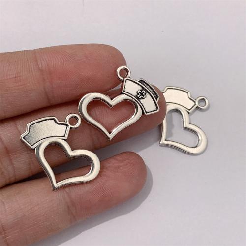 Zinc Alloy Heart Pendants antique silver color plated DIY Sold By Bag