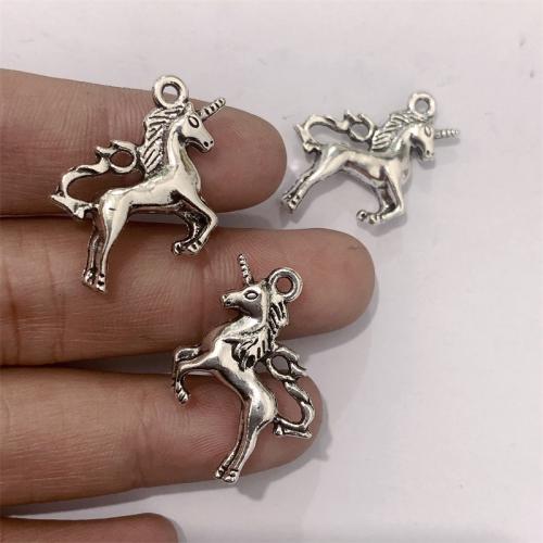 Zinc Alloy Animal Pendants Unicorn antique silver color plated DIY Sold By Bag