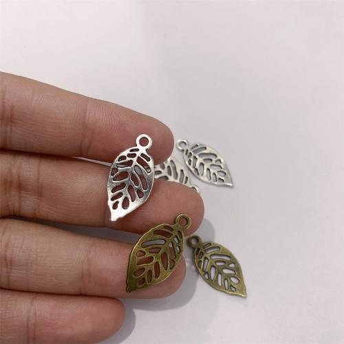 Cink ötvözet Leaf Medálok, Levél növényen, galvanizált, DIY, több színt a választás, 11x21mm, 100PC-k/Bag, Által értékesített Bag