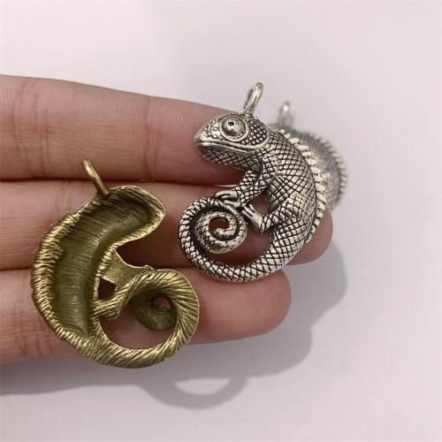 Sinc Alloy Pendants Ainmhithe, Chameleon, plátáilte, DIY, dathanna níos mó le haghaidh rogha, 26x35mm, 100ríomhairí pearsanta/Mála, Díolta De réir Mála