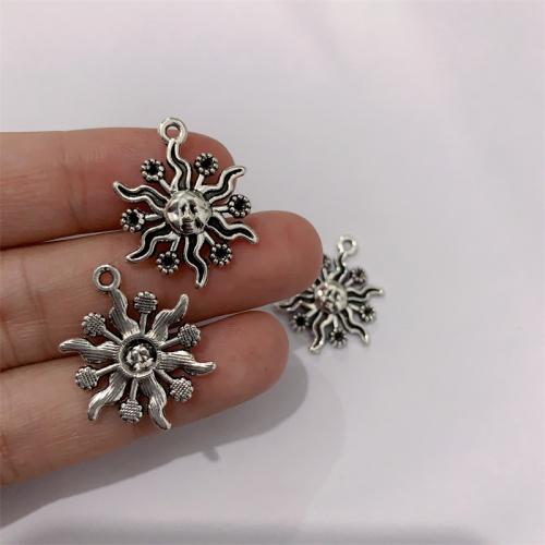 Zinc Alloy Pendants Sun antique silver color plated DIY Sold By Bag