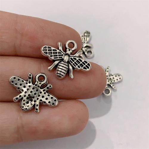 Zinc Alloy Animal Pendants Bee antique silver color plated DIY Sold By Bag