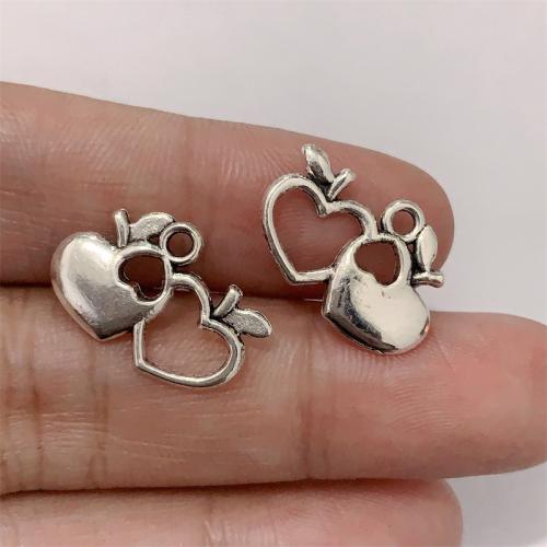 Zinc Alloy Fruit Μενταγιόν Shape, Κράμα ψευδάργυρου, Μήλο, αντίκες χρώμα επάργυρα, DIY, 19x12mm, 100PCs/τσάντα, Sold Με τσάντα