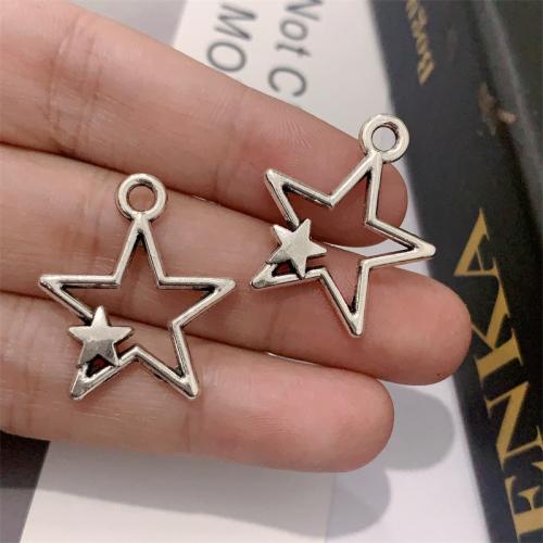 Zink Alloy Star Pendant, antik silver pläterad, DIY, 22x25mm, 100PC/Bag, Säljs av Bag