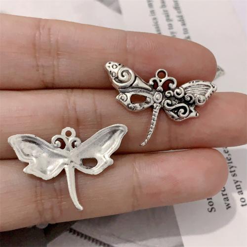 Sinc Alloy Pendants Ainmhithe, Dragonfly, dath airgid antique plátáilte, DIY, 28x20mm, 100ríomhairí pearsanta/Mála, Díolta De réir Mála