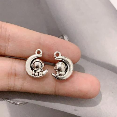 Zinc Alloy Moon Pendants antique silver color plated DIY Sold By Bag