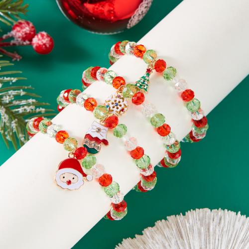 Christmas Holiday Bracelet Zinc Alloy with Glass Vacuum Ion Plating Christmas Design & enamel & with rhinestone Sold By PC