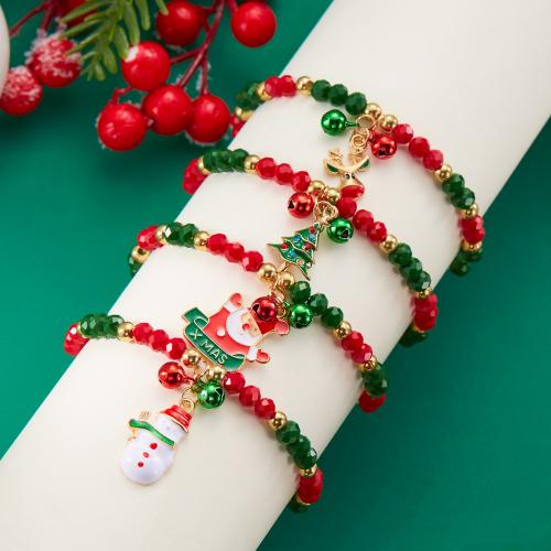 Christmas Holiday Bracelet Zinc Alloy with Glass Vacuum Ion Plating Christmas Design & enamel & with rhinestone Sold By PC