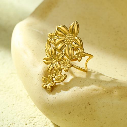 Stainless Steel Finger Ring 304 Stainless Steel Flower fashion jewelry & for woman golden Sold By PC