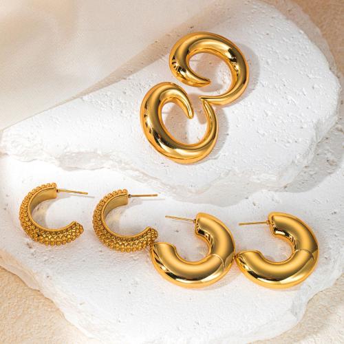 Stainless Steel Stud Earrings 304 Stainless Steel fashion jewelry & for woman golden Sold By Pair