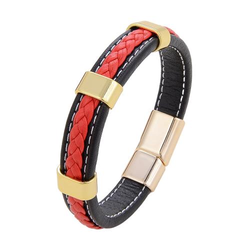 PU Leather Bracelet with Zinc Alloy plated fashion jewelry & Unisex Length Approx 21 cm Sold By PC