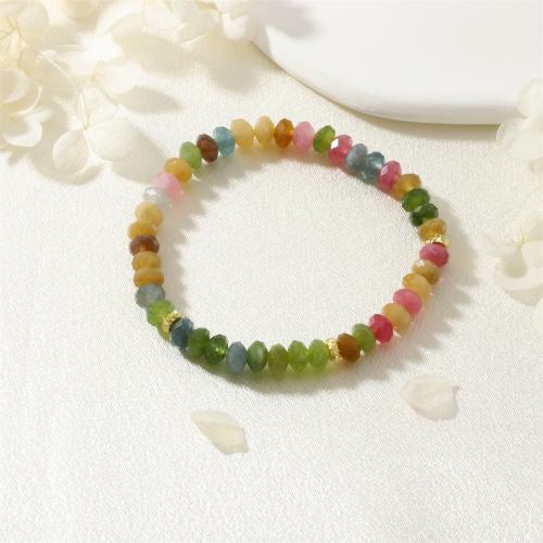 Pulseras de piedras preciosas, turmalina, con metal, chapado en color dorado, Joyería & para mujer, multicolor, longitud aproximado 16-17 cm, Vendido por UD