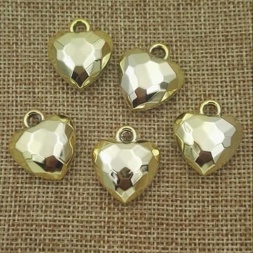 Pingenete de plástico revestido de conbre , plástico revestido de cobre, Coração, cromado de cor dourada, DIY, dourado, 22x20x9mm, 100PCs/Bag, vendido por Bag