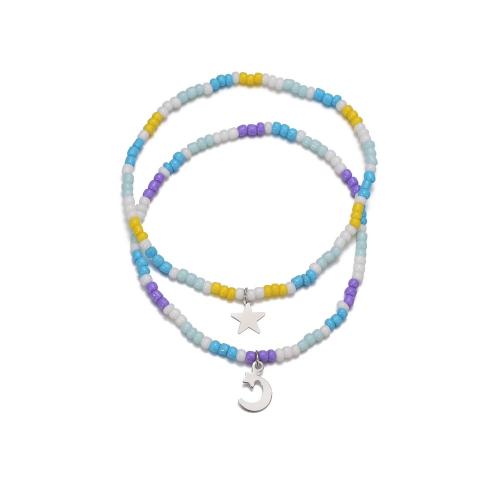 Fashion Jewelry Anklet Seedbead with Zinc Alloy mixed colors Sold By Set