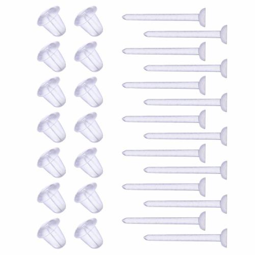 plástico Brinco Stud Component, moldagem por injecção, DIY & tamanho diferente para a escolha & Vario tipos a sua escolha, branco, 100setsjogo/Bag, vendido por Bag