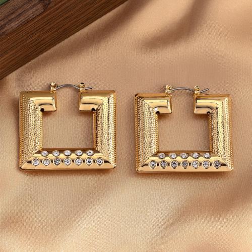 Zinc Alloy Oorbellen, plated, micro pave zirconia & voor vrouw, goud, Verkocht door pair