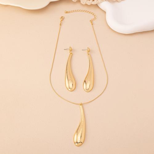 Zinc Alloy Jewelry Sets Stud Earring & necklace plated for woman gold Sold By Set