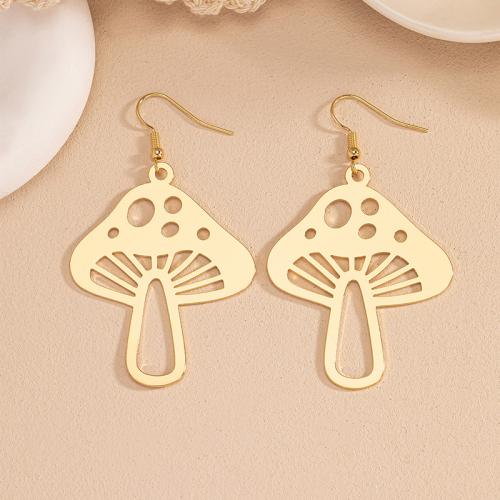 Zinc Alloy Drop Earrings mushroom plated for woman gold Sold By Pair