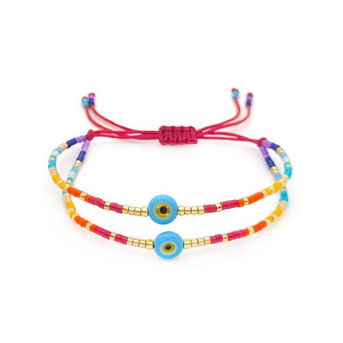 Evil Eye Jewelry Bracelet Lampwork with Seedbead folk style & for woman mixed colors Sold By PC