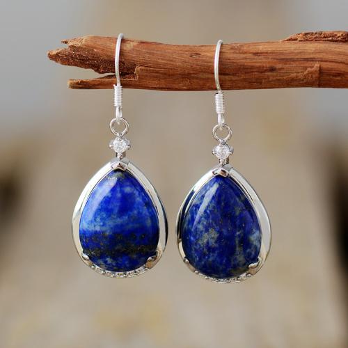 Gemstone Drop Earring with Zinc Alloy Teardrop & for woman & with rhinestone Sold By Pair