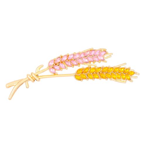 Zinc Alloy Brooches Wheat for woman & with rhinestone 74mm Sold By PC