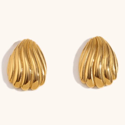 304 roestvrij staal Stud Earring, 18K verguld, mode sieraden & voor vrouw, gouden, 19.20x26mm, Verkocht door pair