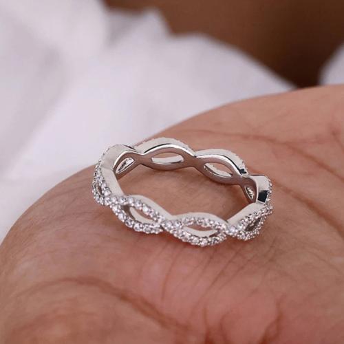 Kubieke Circonia Micro Pave Brass Ring, Messing, verschillende grootte voor keus & micro pave zirconia & voor vrouw, Verkocht door PC