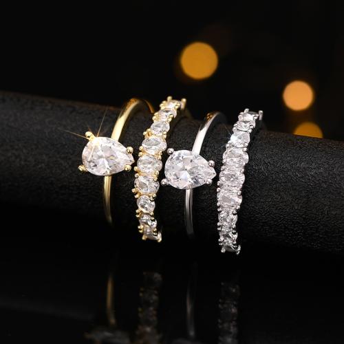 Fashion Brass Ring Set 2 pieces & micro pave cubic zirconia & for woman Sold By Set