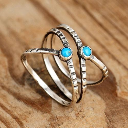 Prás Finger Ring, le Turquoise sintéiseach, jewelry faisin & méid éagsúla do rogha & do bhean, Díolta De réir PC