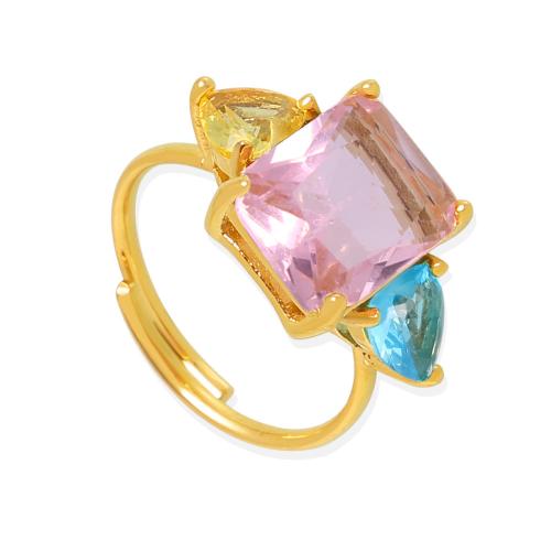 Bague acier titane, bijoux de mode & pavé de micro zircon & pour femme, doré, Taille:7, Vendu par PC