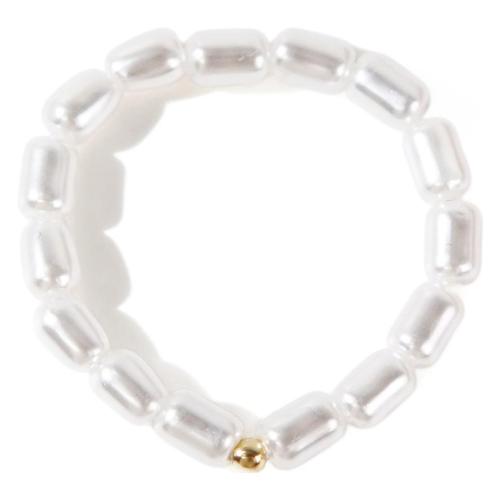 Finger Ring Jewelry Plastic Pearl handmade fashion jewelry & elastic & for woman white Sold By PC