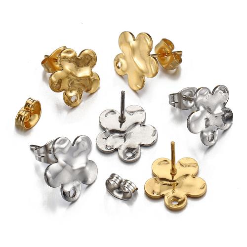 Zinc Alloy Øreringe Fund, 304 rustfrit stål, Flower, du kan DIY, flere farver til valg, 12mm, Hole:Ca. 1.5mm, Ca. 100pc'er/Bag, Solgt af Bag