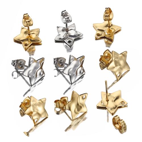 Zinc Alloy Earring Findings 304 Stainless Steel Star Vacuum Ion Plating DIY 12.50mm Approx 1.5mm Approx Sold By Bag