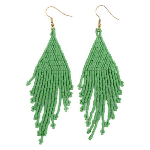 Fringe pendientes de la manera, Seedbead, con acero inoxidable 304, chapado en color dorado, Joyería & para mujer, más colores para la opción, libre de níquel, plomo & cadmio, 32x105mm, Vendido por Par