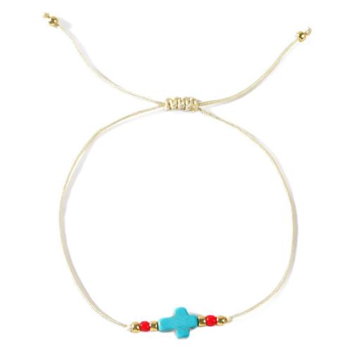 Cordón de nudo Pulsera, con turquesa, hecho a mano, Ajustable & Joyería & unisexo, libre de níquel, plomo & cadmio, longitud aproximado 28 cm, Vendido por UD