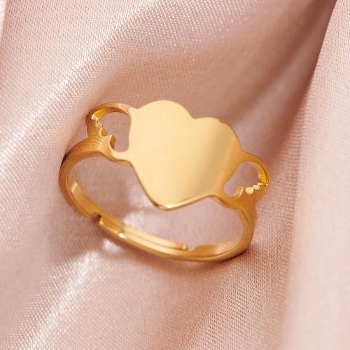 Stainless Steel Finger Ring 304 Stainless Steel Heart plated Adjustable & for woman inner ~20mm Sold By PC