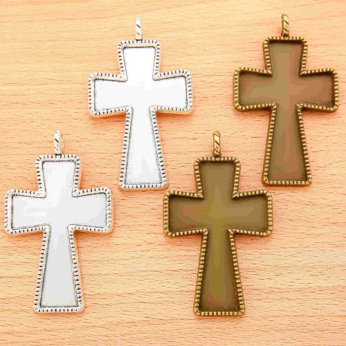 Zinc Alloy Pendant Cabochon Setting Cross plated DIY Sold By Bag