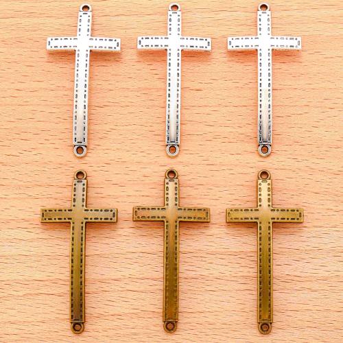 Cross Zink legering Stik, Zinc Alloy, Kryds, forgyldt, du kan DIY & 1/1 løkke, flere farver til valg, 53x25mm, 100pc'er/Bag, Solgt af Bag