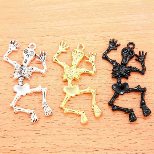 Zinc Alloy Skull Pendler, forgyldt, du kan DIY, flere farver til valg, 53x27mm, 100pc'er/Bag, Solgt af Bag