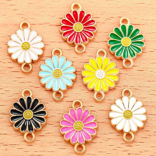 Flower Zinc Alloy Connector gold color plated DIY & enamel & 1/1 loop Sold By Bag