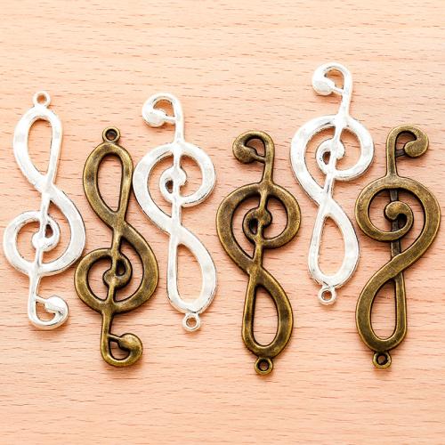 Cink ötvözet Medálok, Music Note, galvanizált, DIY, több színt a választás, 62x21mm, 100PC-k/Bag, Által értékesített Bag