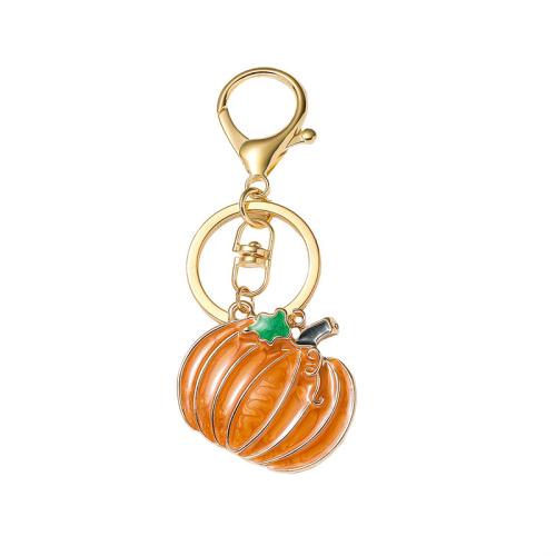 Zinklegering sleutelhanger haak, Zinc Alloy, Pompoen, plated, mode sieraden & glazuur, oranje, nikkel, lood en cadmium vrij, Verkocht door PC